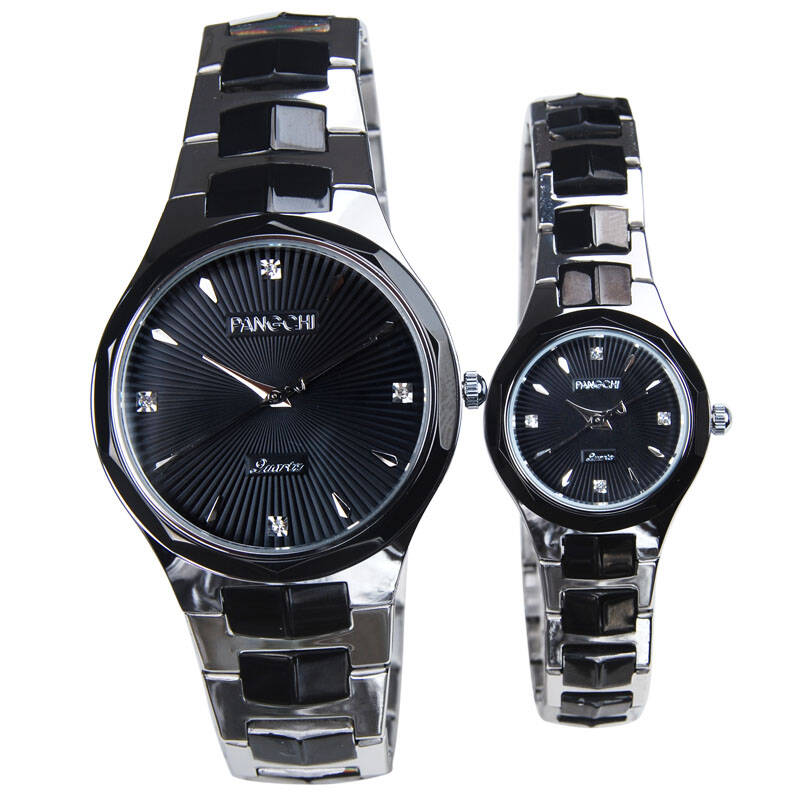 鹏志(pangchi)个性时尚情侣表对表 防水情侣手表一对2171 间黑情侣表