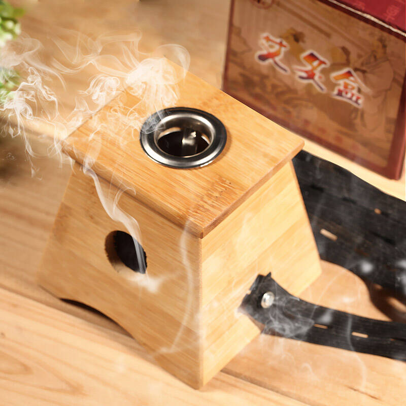 康扉 竹制单孔艾灸盒/艾灸器/温灸盒/温灸器/1孔艾架sda7039