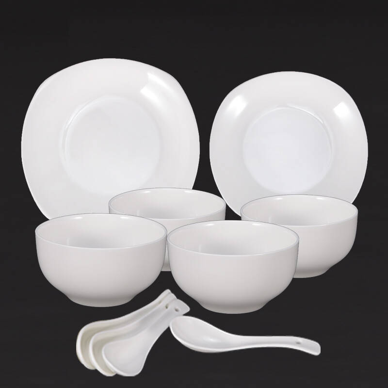 威尔美斯 12头低骨瓷餐具套装/碗碟盘 经典白瓷 适用微波 cj1366