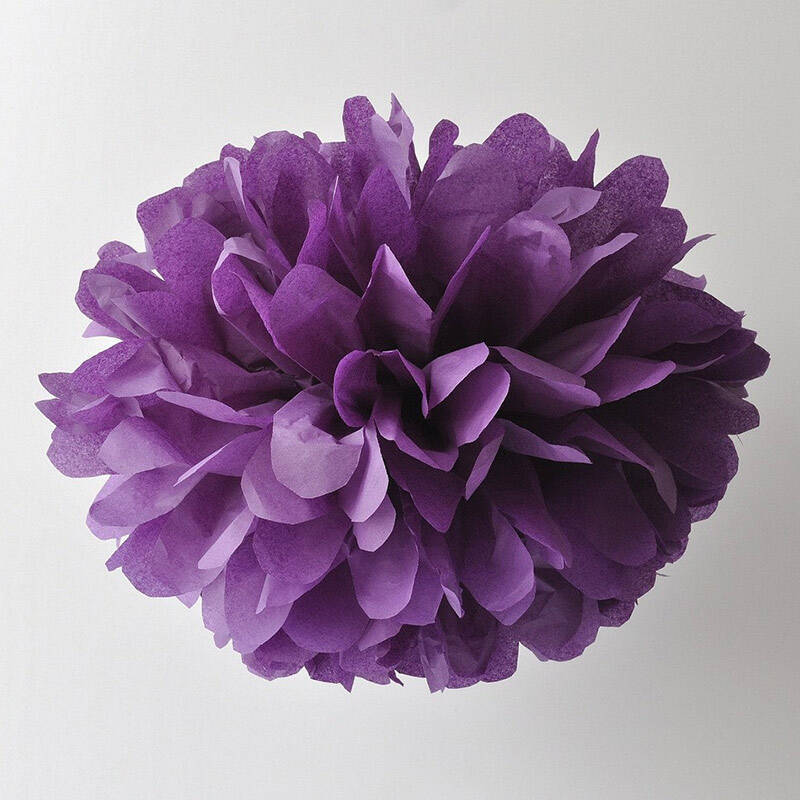 出口欧美diy彩色纸花pom 10寸花球 婚礼新房生日节日派对装饰 深紫色