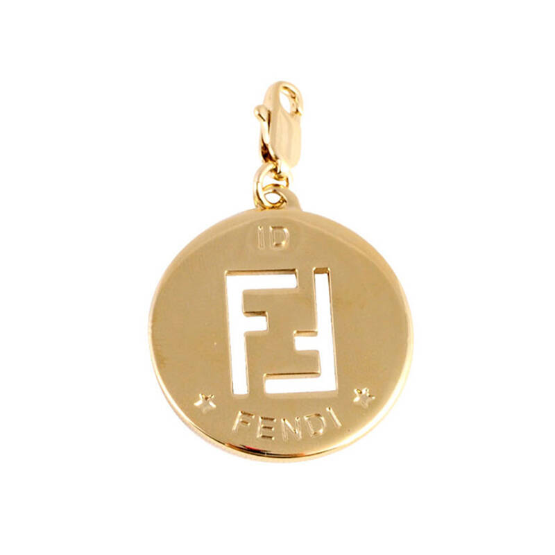 2013秋冬新品 fendi 芬迪 女士logo圆形字母镂空装饰品 金色 f
