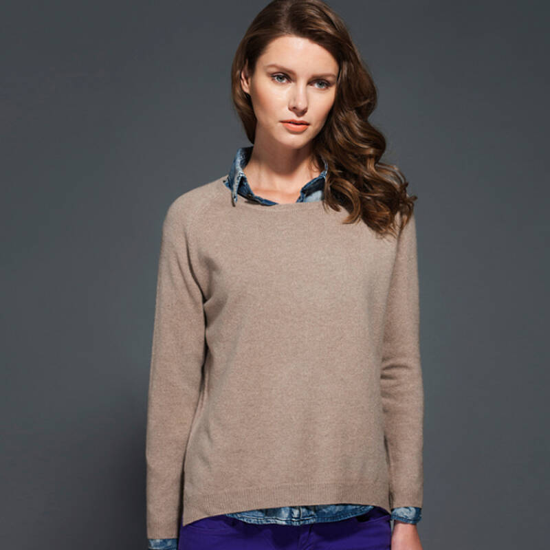 绒典2014新款 毛衣 女款针织衫全民疯抢薄打底衫 cl13323 深米色 110