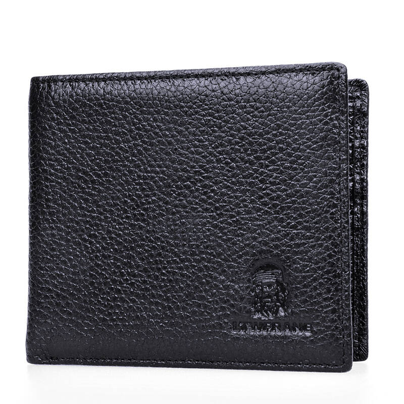 法国老人头ltwfrane男士头层牛皮钱包商务休闲短款钱夹610300053 黑色