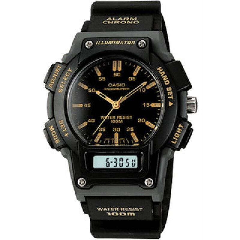 casio 卡西欧 男士树脂表带石英手表 aq150w-1ev 黑色