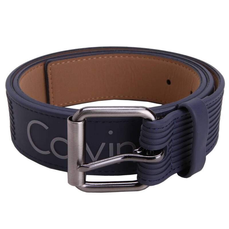 calvin klein 卡文克莱 男款藏蓝色logo纹插扣橡胶皮带xl码