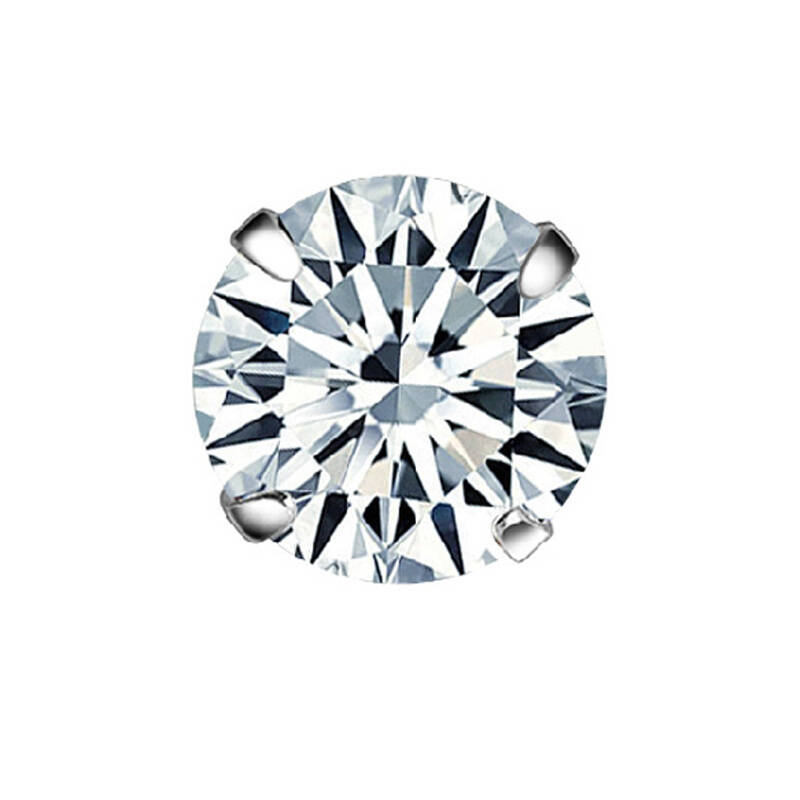 阿西洛925银耳钉女款男士超闪时尚白锆石银耳饰 6mm单只