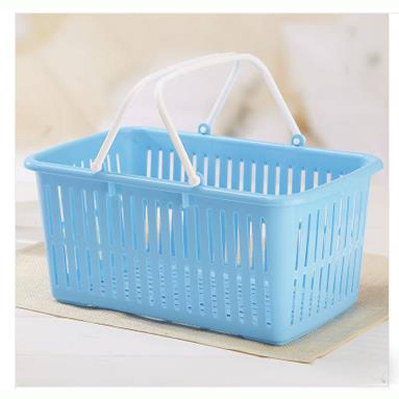 手提塑料篮脏衣服收纳篮收纳筐菜篮子大号储物篮三支装颜色随机k-310
