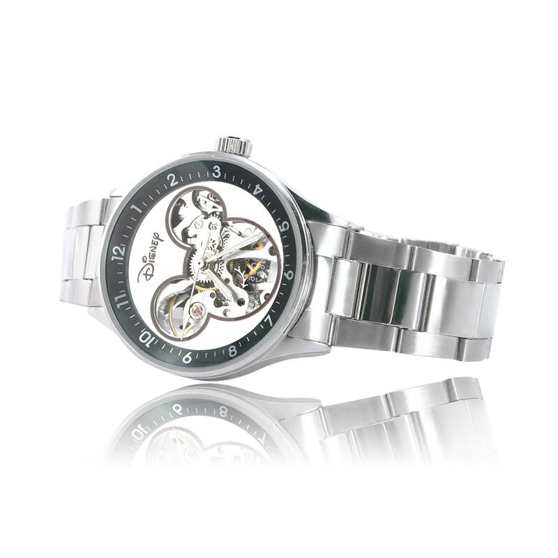 迪士尼disney手表 儿童手表 机械 米奇头像手表 钢带机械镂空手表