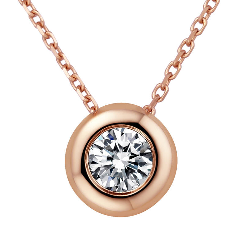 唯爱钻饰withlove 18k玫瑰金30分钻石吊坠 包镶项坠 相爱月明时 送链