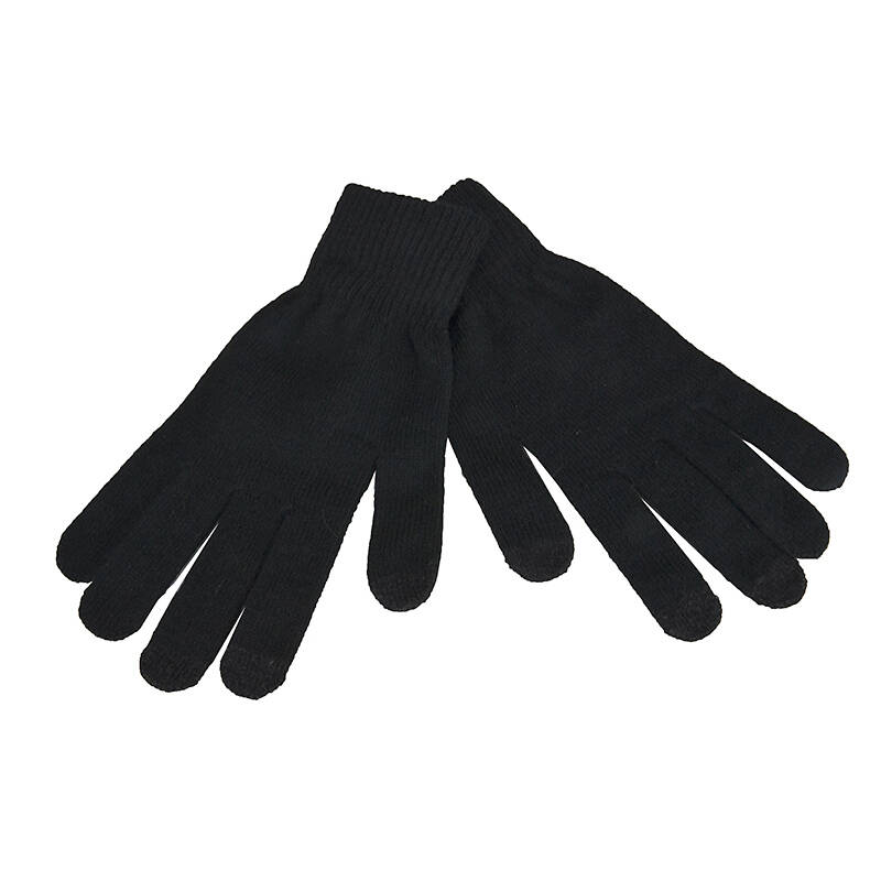 手套冬季户外保暖加厚手套加绒手套男可触屏保暖手套 黑色 中指长度9