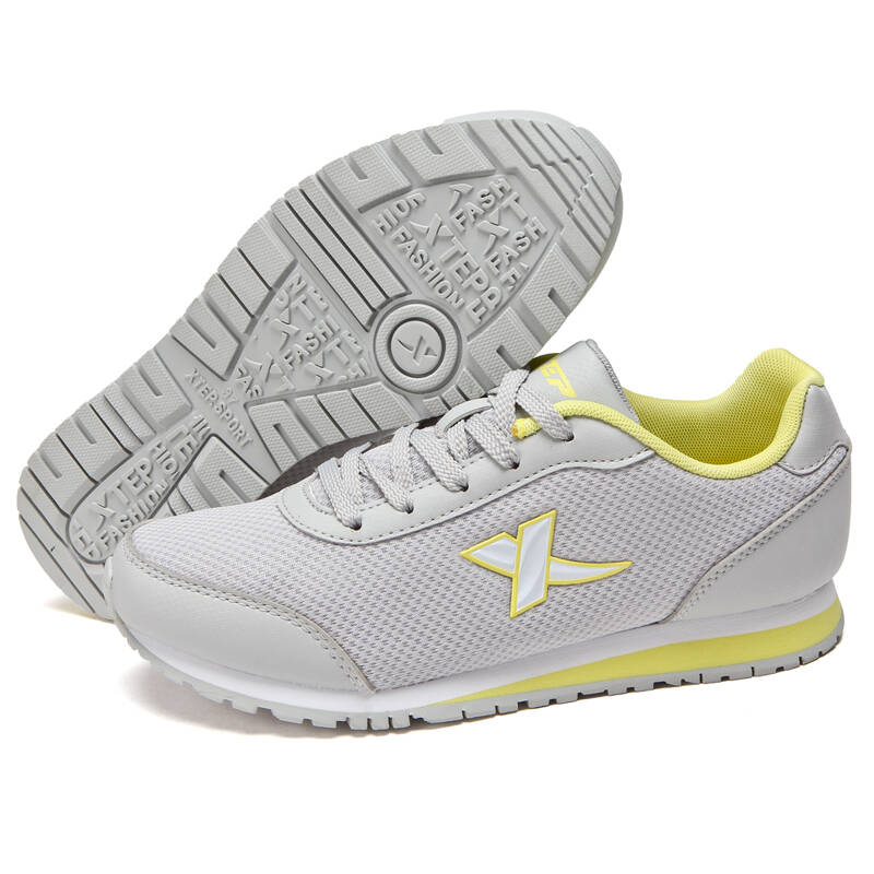 特步xtep女鞋 休闲鞋春夏网布透气女子运动鞋时尚简约经典女款鞋子 灰