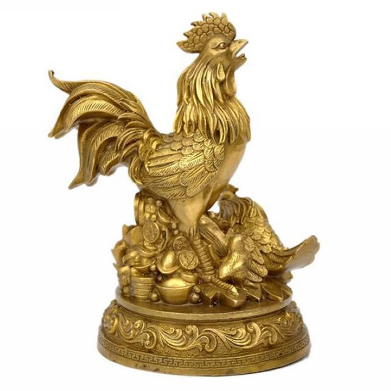 葩朵儿 铜公鸡生肖鸡招财鸡铜器工艺品摆件吉祥物家居装饰品