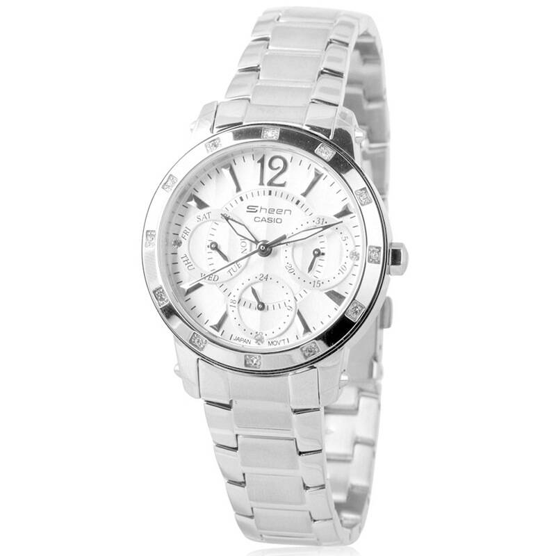 卡西欧(casio)手表 sheen系列三眼石英女表shn-3012d-7a【图片 价格