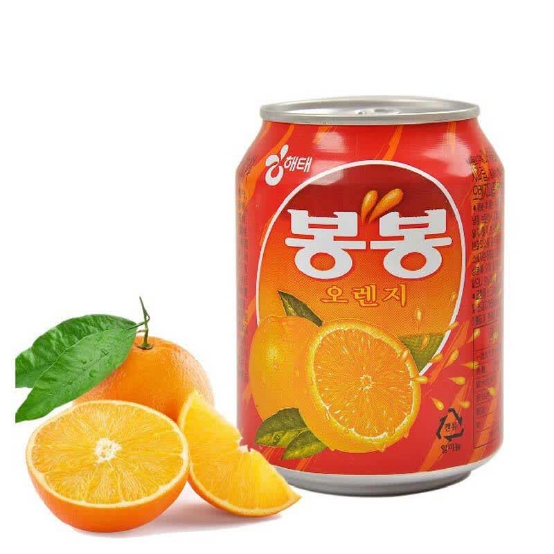 韩国进口 海太桔果粒果肉果汁饮料238ml 罐装