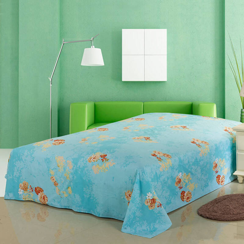 钰伊仁家纺 全棉床单 单件纯棉 学生宿舍床单 单品 爱丽丝蓝棉床单yry