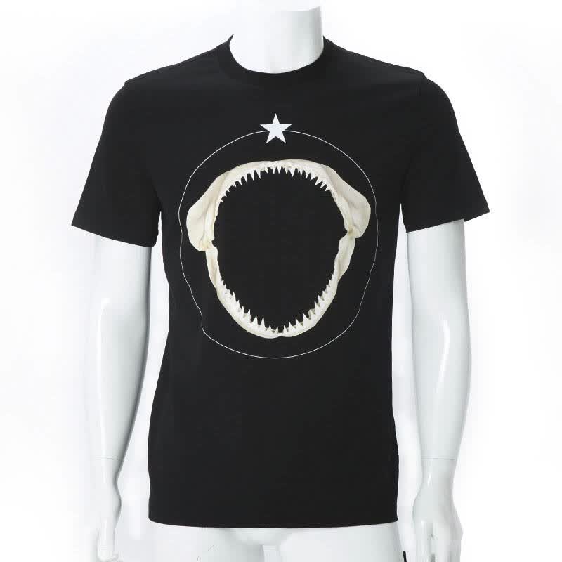 givenchy 男士 黑色鲨鱼嘴t恤 正品代购13f7350651 001 black现 m