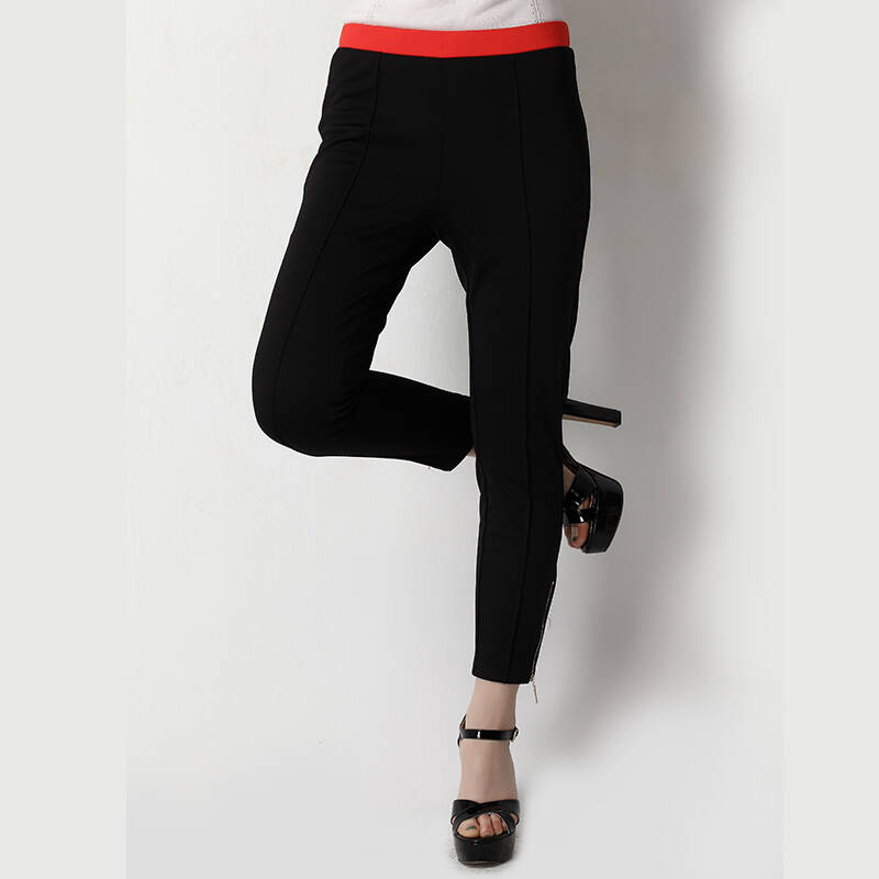 2014春装修身小脚西裤女士休闲西装裤小脚职业长裤女裤子 黑色 xl