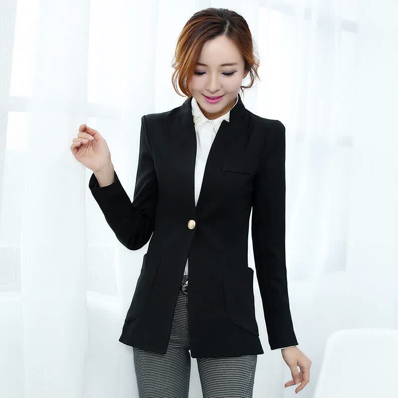 新款女士ol西服一粒扣小西装长袖外套hbljr2209 黑色 xl - 京东触屏版