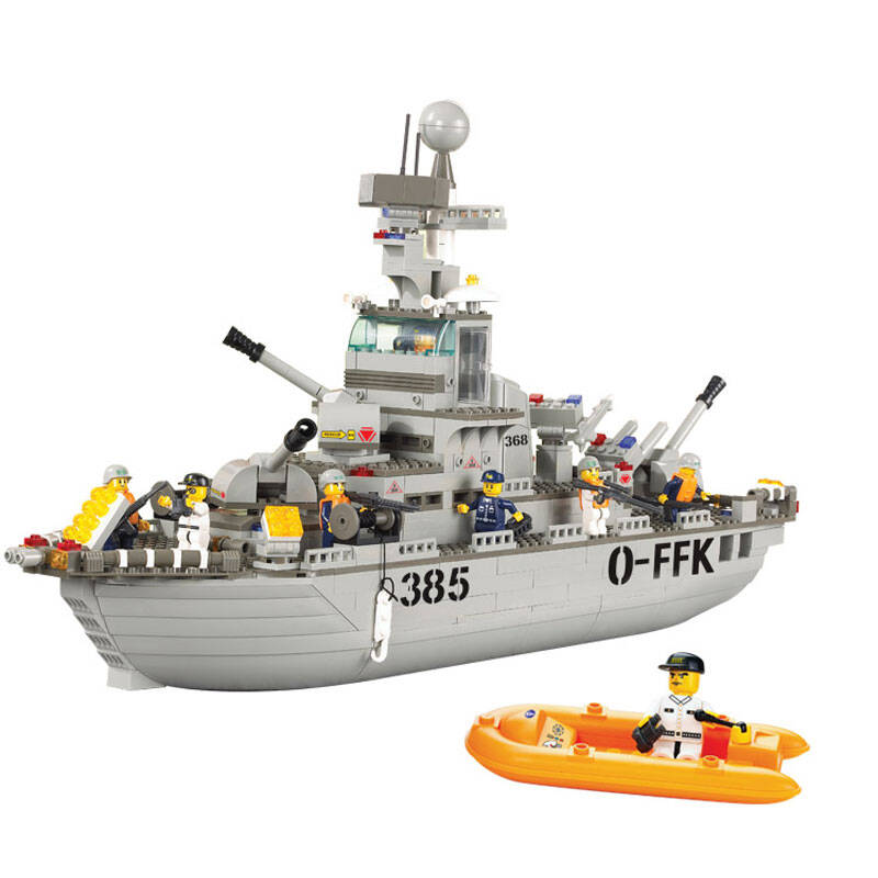 海军巡洋舰拼装玩具 儿童 军事 益智塑料拼插积木 生日礼物送礼