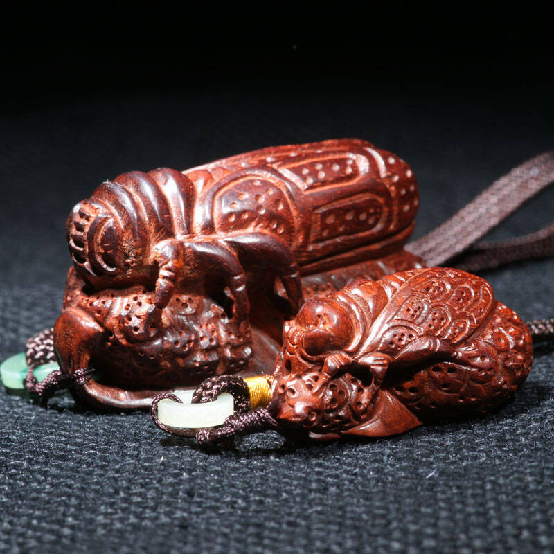 和卉堂 天然印度小叶紫檀雕一鸣惊人 蝉吊坠 挂件手把玩件助事业 小叶