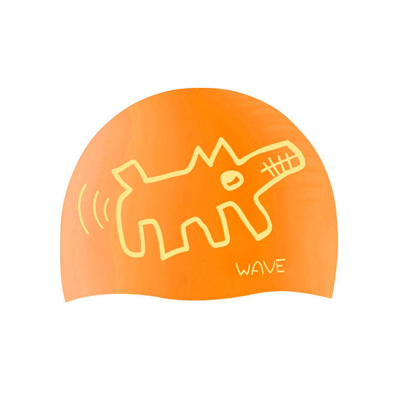 wave 卡通动物图案儿童高级硅胶 防滑防漏水泳帽sc4605 橙色