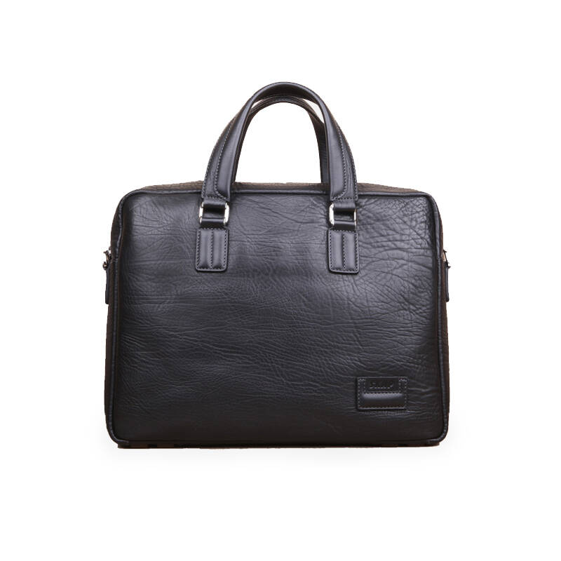 skap圣伽步2013新款 颈纹牛皮商务休闲男包手提包公文包10220153 黑色