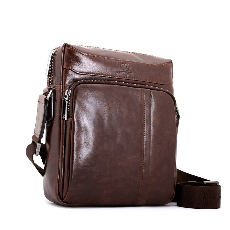 正品 男包 高档男士商务休闲单肩斜挎包 真皮 头层牛皮9152 - 京东