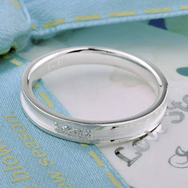 misty blue米思缇蓝 925纯银 日韩三颗石我爱你 女款 戒指 41whh 女款