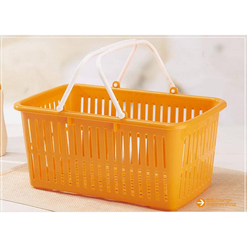 盎睐玛特手提塑料篮脏衣服收纳篮收纳筐菜篮子三支装颜色随机 中号 k