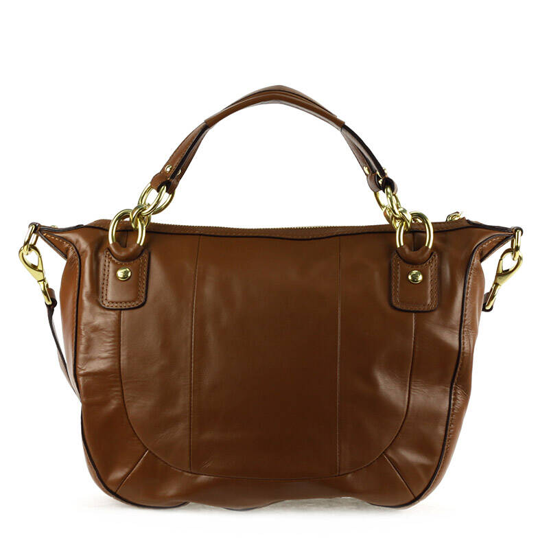 蔻驰coach 女款纯皮棕色手提单肩包 19295 咖啡色