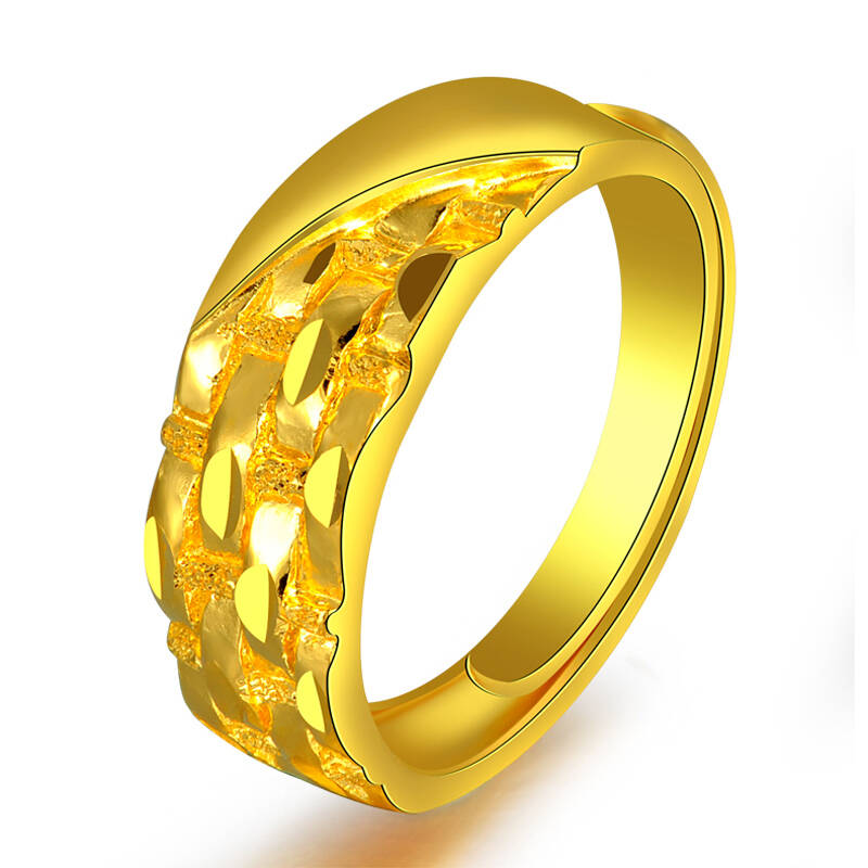 千禧之星 999千足金戒指 磨砂黄金结婚戒指 3.34g