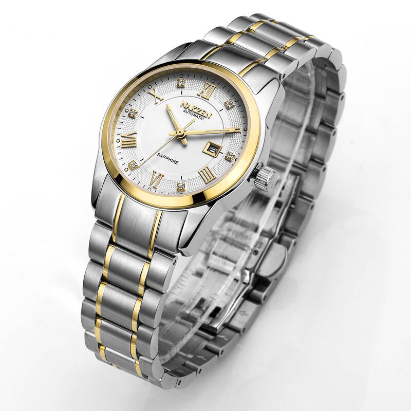 名古城 nakzen 日本名表 女士钢带机械手表ss6014l 金壳白面