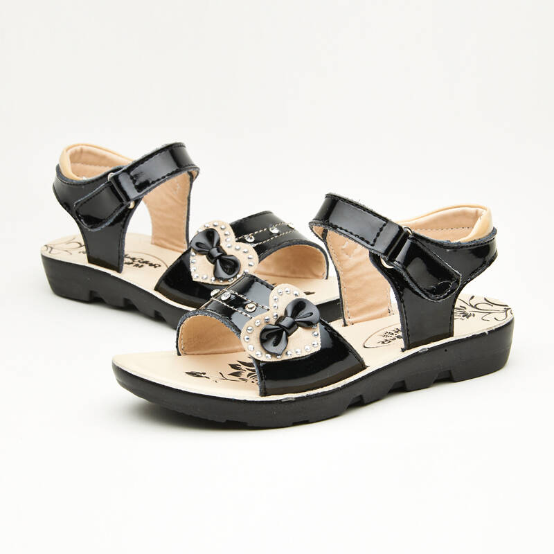 jmbear/杰米熊夏季新款女童凉鞋百搭女款儿童凉鞋 黑色 26码/16.5cm