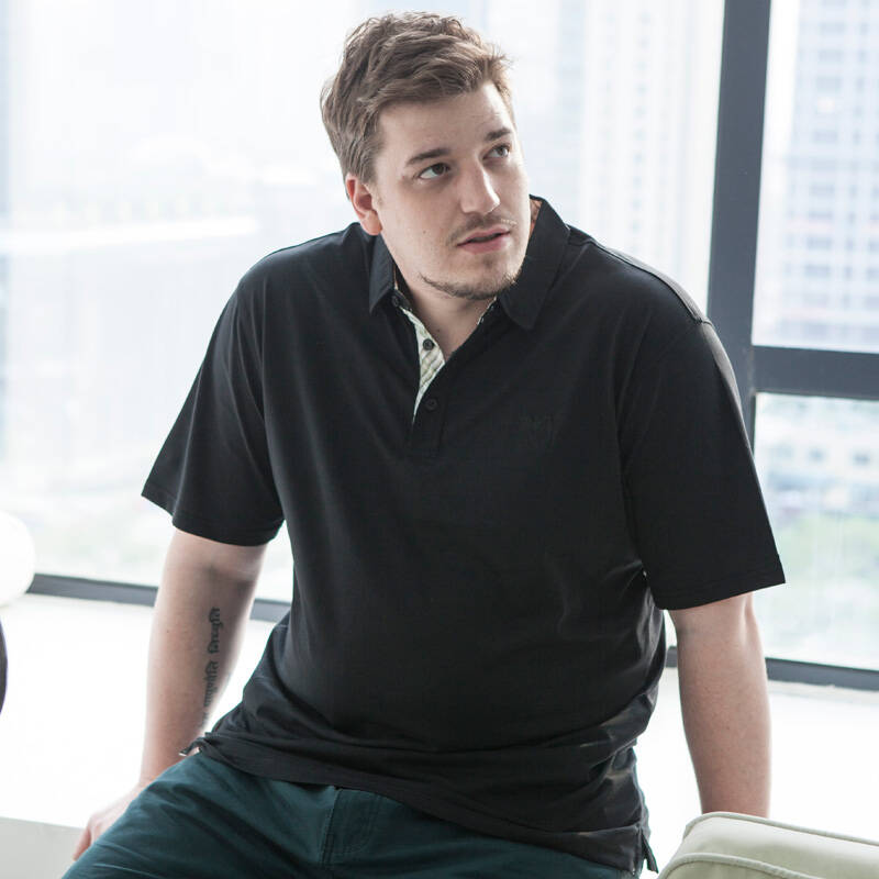 大玛 胖子特大码男加肥加大码翻领短袖t恤男装宽松肥佬半袖polo衫