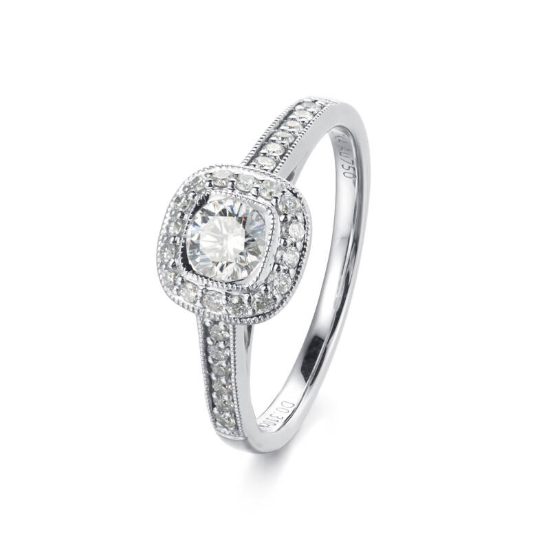 【特价】沐恩珠宝 心柔 18k金30分gia钻石e色vvs钻戒 2108