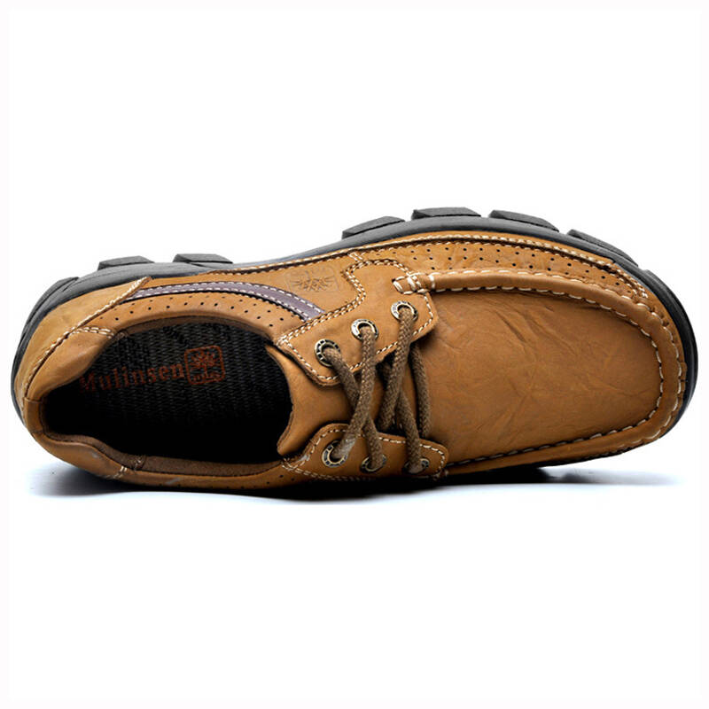 木林森 英伦时尚头层磨砂牛皮户外休闲男鞋220283 浅棕 43