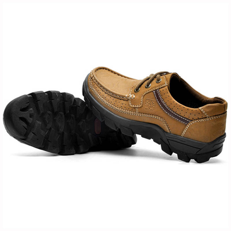 木林森 英伦时尚头层磨砂牛皮户外休闲男鞋220283 浅棕 43