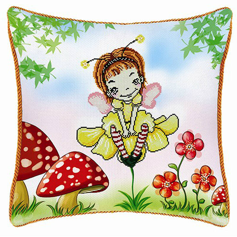 仙子5d十字绣靠垫立体画3d升级5d最新版印花车枕可爱卡通小蜜蜂客厅