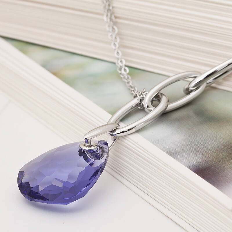 施华洛世奇正品藕荷紫色水晶项链1098422【全球联保,附专柜保修卡】