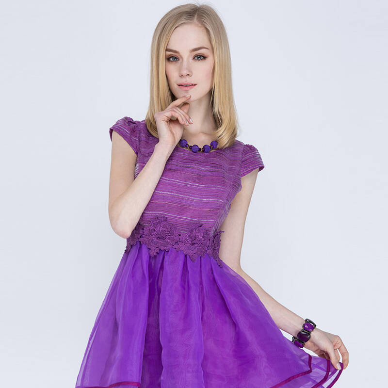 jc 2014女装欧洲站春装连衣裙最新款 欧美风潮流时尚拼接公主裙子