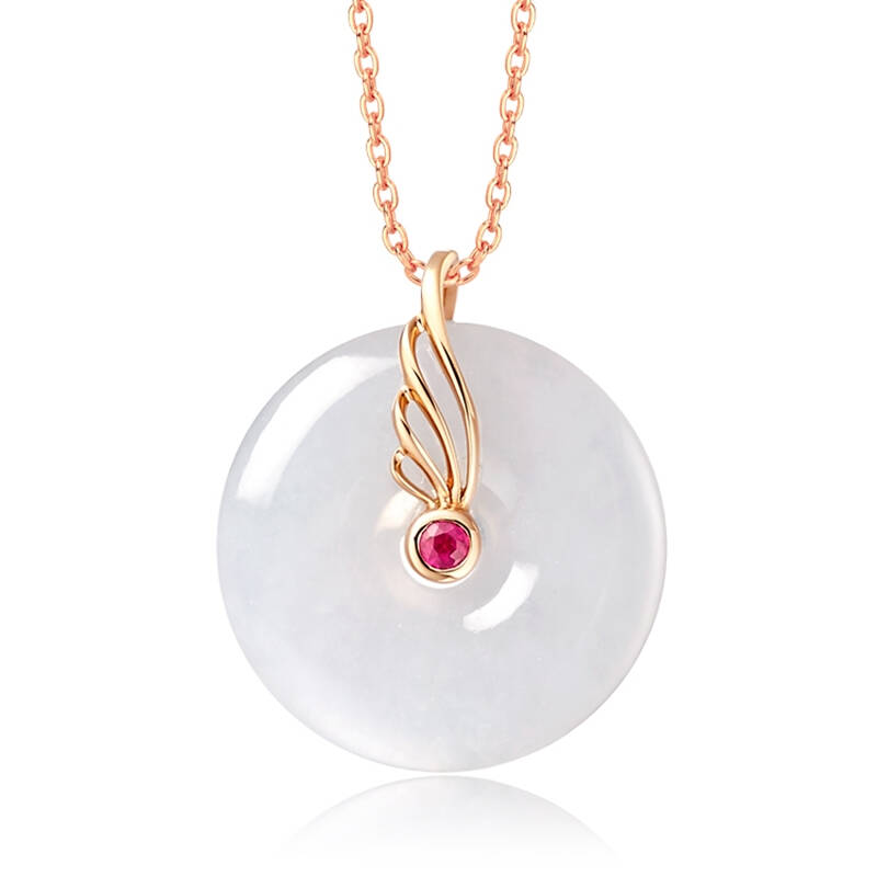 (回仓)周大福 平安扣 k金镶翡翠吊坠oms k61722