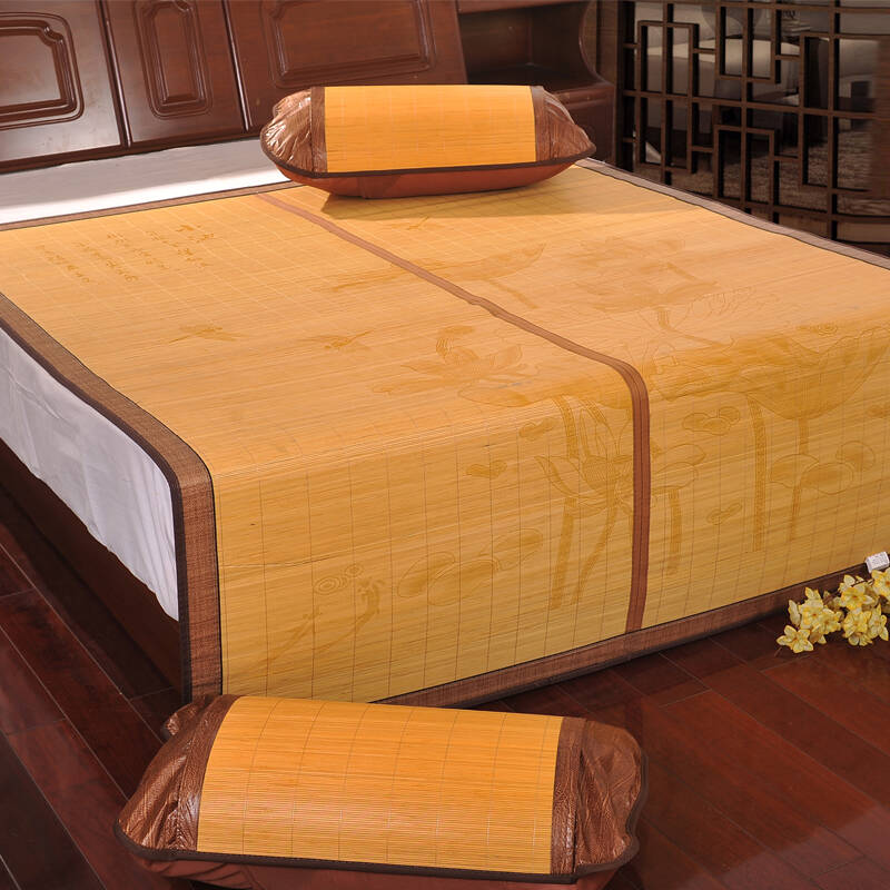 华庭丽娜 夏凉席 小池图案雕花凉竹席 1.