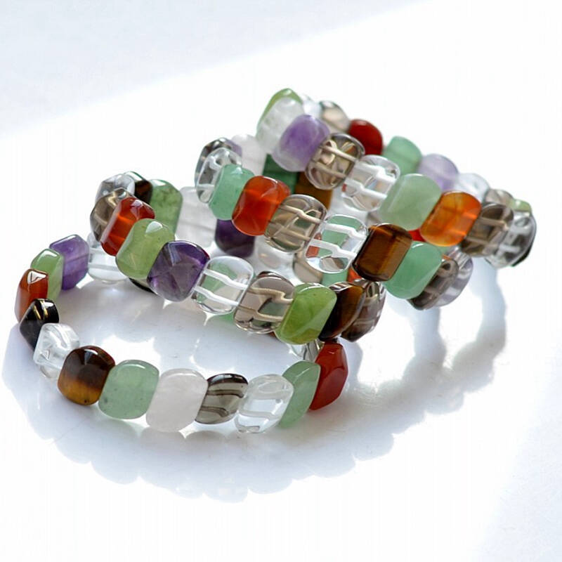 知福轩 天然七彩宝石 水晶手链 方形1.5x1cm zlcj8478