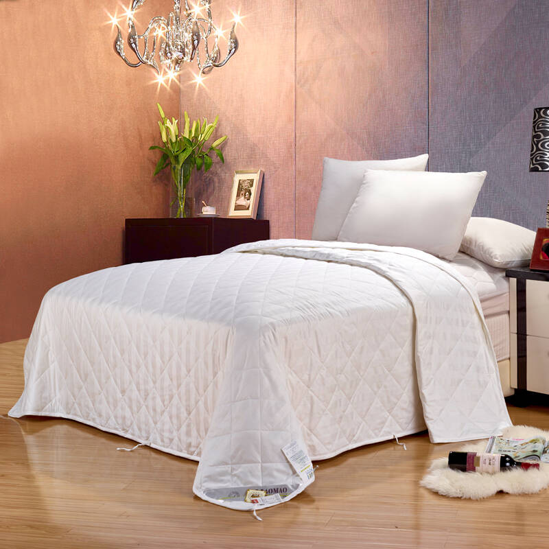 猫猫家纺 春夏季纯棉贡缎纯新羊毛空调被 3公分贡缎 白色 200x230