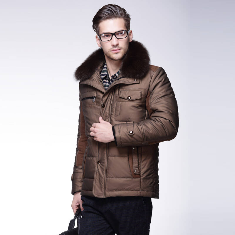 【京品年货】罗堡维登高档狐狸毛领外套 加厚保暖休闲羽绒服 男77703