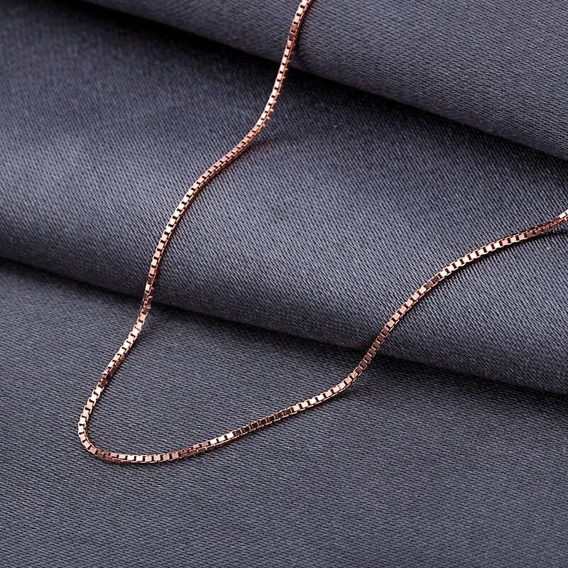 18k金项链时尚素锁骨盒仔蛇骨链necklace-f 18k玫瑰金款 16寸约4mcm