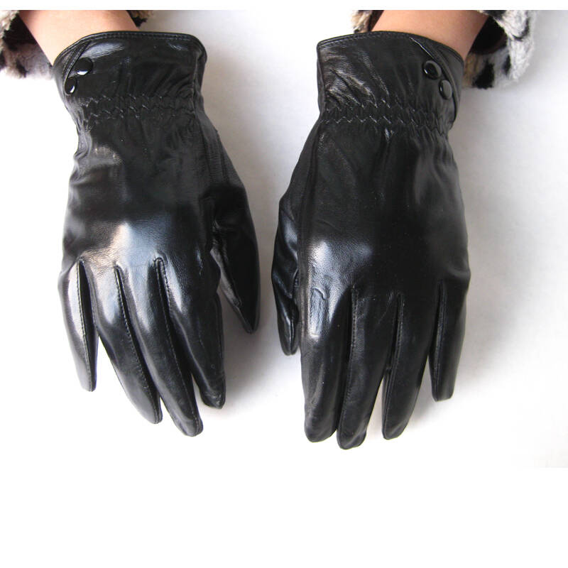 女士手套修手款保暖加绒羊皮户外手套清仓特价6033 女款黑色 xl中指8