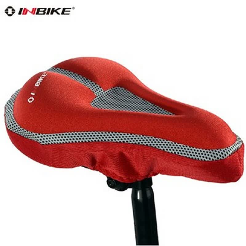 inbike 超厚超软记忆海绵 自行车坐垫套座垫套 红色