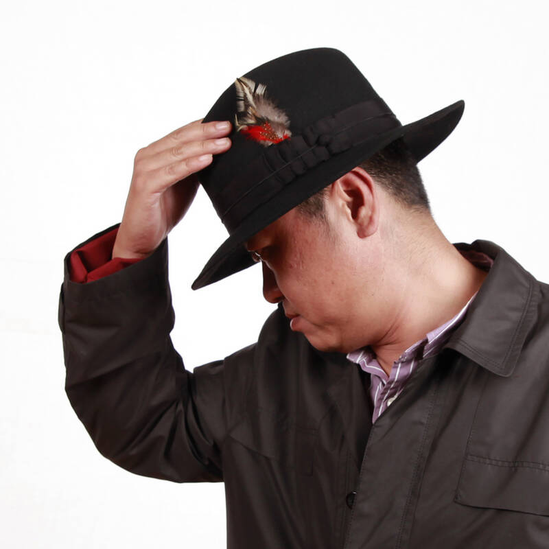 盛锡福列式纯羊毛毡帽男士中老年礼帽 杰克逊帽上海滩帽 黑色 56cm