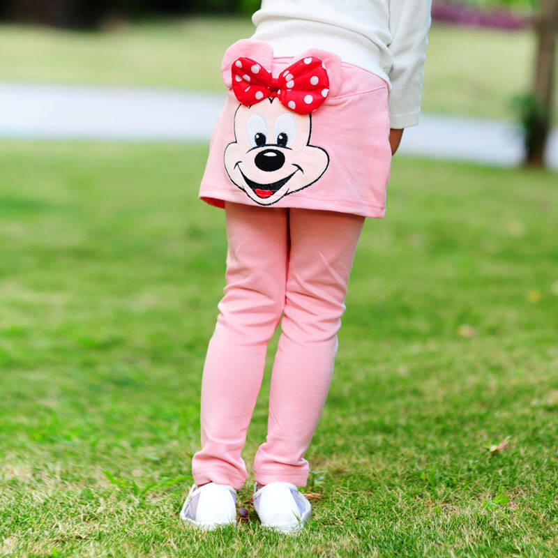 玩美从速 女童春秋卡通打底裤韩版卡通打底裤儿童长裤裙裤 粉红色 110